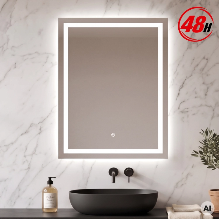 Lustro prostokątne LED ORIENT 60 × 80 cm bez ramy z piaskowaniem