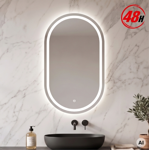 Lustro owalne LED ORIENT 50 × 90 cm bez ramy z piaskowaniem