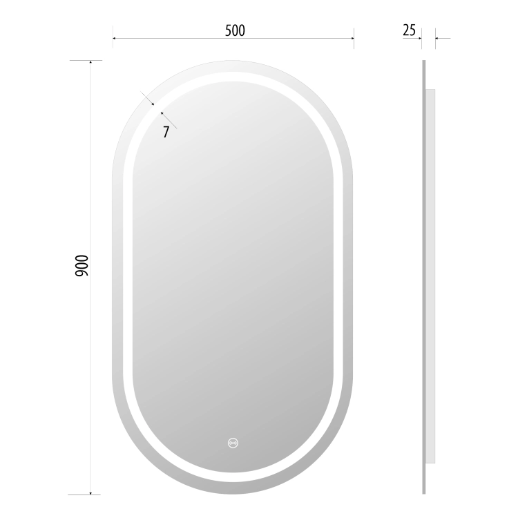 Rysunek lustro owalne LED ORIENT 50 × 90 cm bez ramy z piaskowaniem