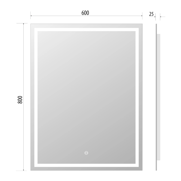 Rysunek lustro prostokątne LED ORIENT 60 × 80 cm bez ramy z piaskowaniem