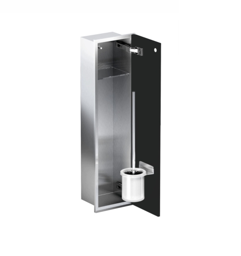 Schowek WC na szczotkę i papier STAL CZARNE MATOWE DRZWI 650 PRAWY OUTLET