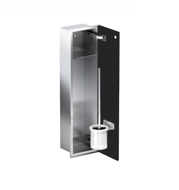Schowek WC na szczotkę i papier STAL CZARNE MATOWE DRZWI 650 PRAWY OUTLET