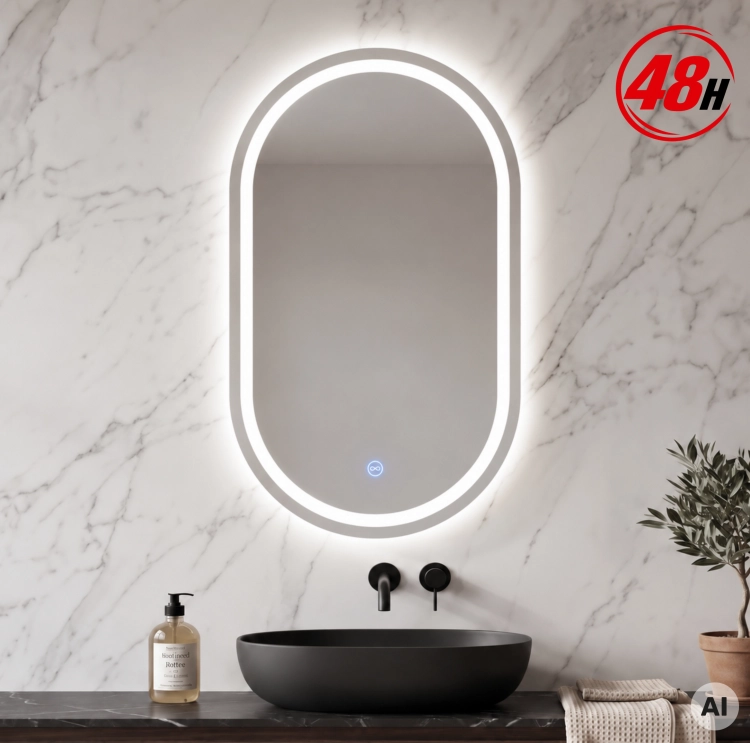 Lustro owalne LED ORIENT 50 × 90 cm bez ramy z piaskowaniem