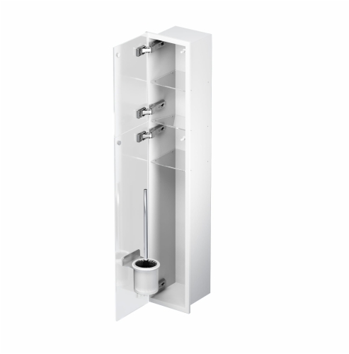 Schowek WC na szczotkę i papier toaletowy BIAŁY SZKLANE DRZWI WNĘKOWY BEND 950 LEWY OUTLET