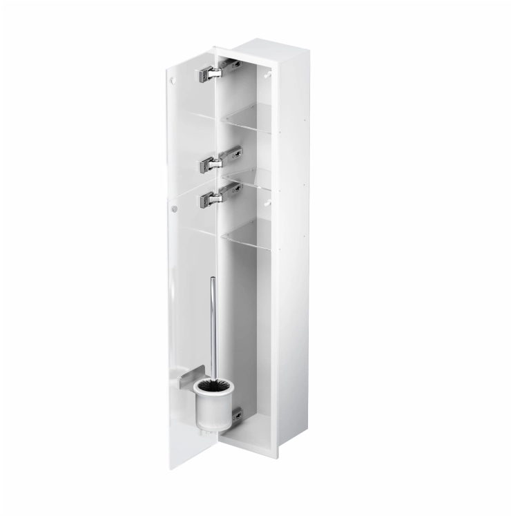 Schowek WC na szczotkę i papier toaletowy BIAŁY SZKLANE DRZWI WNĘKOWY BEND 950 LEWY OUTLET