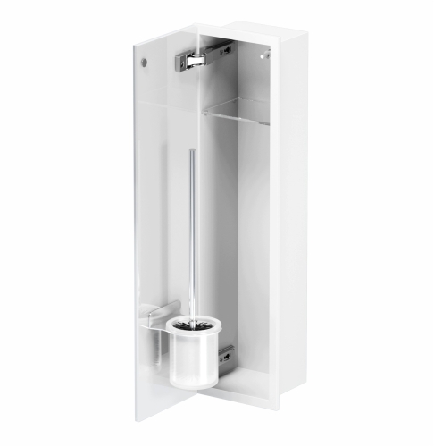 Schowek WC na szczotkę i papier toaletowy BIAŁY SZKLANE DRZWI WNĘKOWY BEND 600 LEWY OUTLET