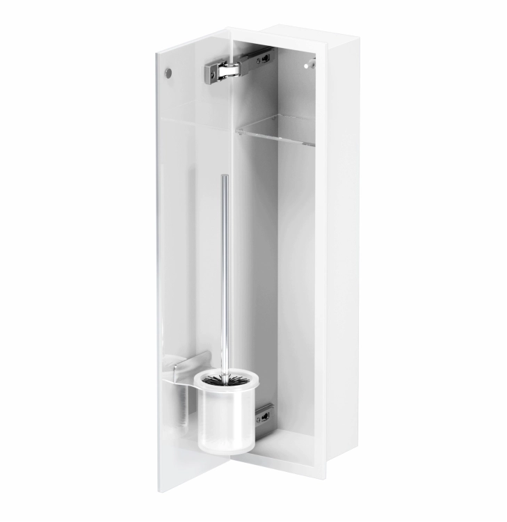 Schowek WC na szczotkę i papier toaletowy BIAŁY SZKLANE DRZWI WNĘKOWY BEND 600 LEWY OUTLET