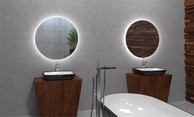 Dwa lustra okrągłe Cerchio Z z oświetleniem LED