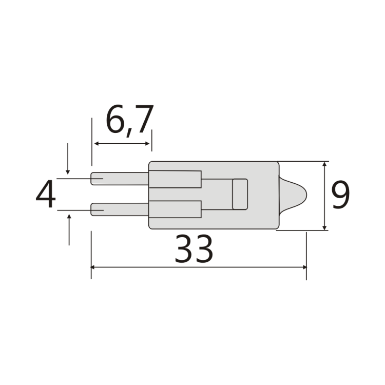 Żarówka halogenowa G4 10W - wymiary