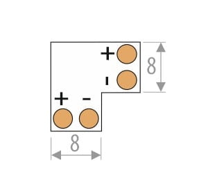 Złączka do taśmy LED L 8mm 2pin - rysunek