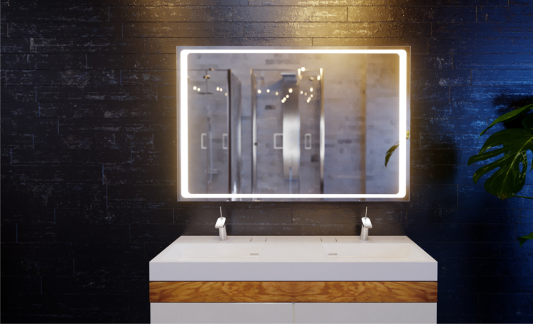 Lustro prostokątne QUADRO z oświetleniem LED  nad umywalką